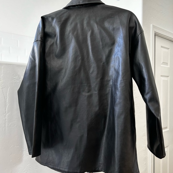 SHEIN leather- like black jacket/ shacket - Picture 11 of 15